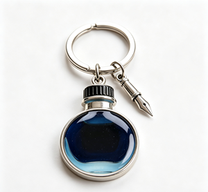 Blue Glass Bottle Metal Key Chain Starry Pendant <b>Keyring</b> Pen <b>Charm</b> Gift for Men - Product Image 4
