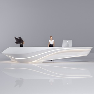 Mostrador de Recepción de Fibra de Vidrio con Forma de Extraterrestre, Caja para Cables, para Empresa, Centro Comercial, Hospital, Moderno, Simple, Pintado, Barra de Caja - Product Image 1