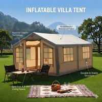 Tente de camping familiale gonflable portable imperméable de 8,8 m avec conception 2-en-1, installation rapide et grand porche pare-soleil