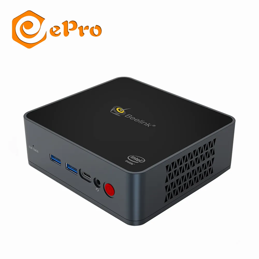 Beelink-جهاز كمبيوتر صغير, جهاز كمبيوتر صغير موديل GK55 Intel J4125 ذاكرة 8 جيجا بايت حافظة 128 جيجا بايت بدون فتحة TF موديل Wins10 OS M2 SATA SSD كمبيوتر صناعي شاشة مزدوجة/HDTV/إيثرنت كمبيوتر صغير