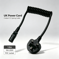 Cable Espiral de Cobre IP65, Cable de Alimentación de 10A, Enchufe BS S1363 para Reino Unido, IEC C13, Cable Enrollado Personalizado para Electrónica de Consumo
