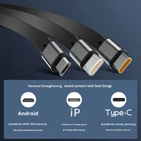 Câble de charge rétractable 3-en-1 USB3.0 Type-C TPE 1,2 m 100W en cuivre pur pour iPhone et ordinateur