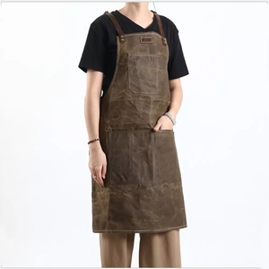En stock de lona de cera con <span class=keywords><strong>delantal</strong></span> de <span class=keywords><strong>cuero</strong></span> de trabajo vestido retro de jardinería al aire libre barbacoa <span class=keywords><strong>delantal</strong></span> - Product Image 3