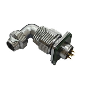 Connecteur d'aviation WY16 à angle droit, étanche, en alliage de zinc, à montage sur panneau, 2 à 9 broches, contacts en cuivre plaqué or - Product Image 1