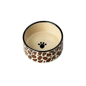 Prato para animais de estimação estampado de leopardo, tigela cerâmica pintada à mão - Product Image 4