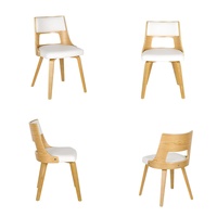 Meubles de Restaurant antique de bonne conception nordique chaises de salle à manger bois de ferme avec pieds en bois cuir moderne du milieu du siècle blanc