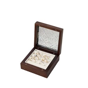Walnut Wood Jewelry Box Rectangle 45x35x25cm Engraved Flip Top With Lining Elegant <b>Storage</b> For <b>Rings</b> And Accessories - Product Image 5