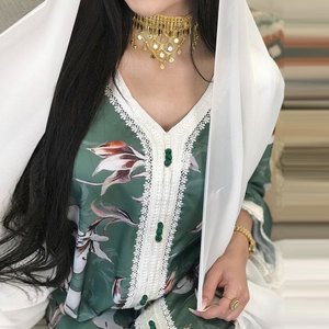Verano Oriente Medio musulmán Jalabiya bata impresa encaje vestido largo madre <span class=keywords><strong>hija</strong></span> padre-hijo vestido para mujeres - Product Image 5