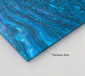 Plaque en acrylique moulé effet marbre Oceanic Mist <span class=keywords><strong>Interstellar</strong></span> Glitter pour la création de bijoux, ornements, porte-clés, marque-pages et sous-verres DIY - Product Image 4