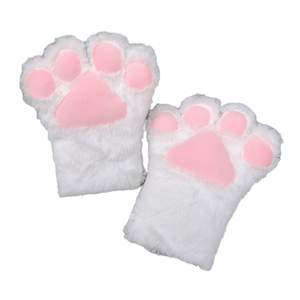 Mitaine en fausse fourrure à oreilles et pattes d'animaux, griffe de chat, renard, loup, ours, en peluche géante, polyester, accessoire unisexe pour cosplay - Product Image 4