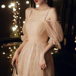 Elegant Evening Gown Sweetheart Neckline A-Line Chiffon Dress For Banquets Birthday Wear Plus Size Bridesmaid Dress Champagne - Product Image 2