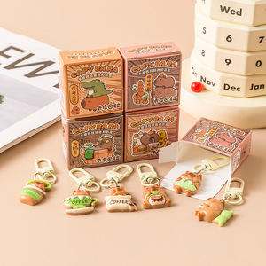 Llaveros de resina de capibara en caja sorpresa, bonitos dijes de animales para mochilas infantiles, adornos, regalos para estudiantes, juguetes - Product Image 3