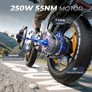 Bicicleta Eléctrica Plegable con Llantas Gruesas de 20 Pulgadas, 250W, 48V, 13Ah, Alcance de 120 km, Doble Suspensión, Todoterreno, Entrega en 3-7 Días, Disponible en Almacén de la UE - Product Image 2