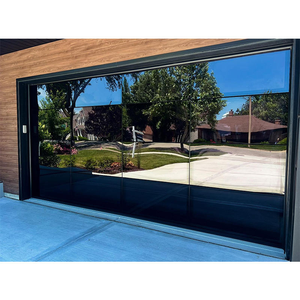 <span class=keywords><strong>Porte</strong></span> de <span class=keywords><strong>garage</strong></span> sectionnelle automatique résidentielle de haute qualité 9x8 en verre noir moderne pour <span class=keywords><strong>maison</strong></span> en aluminium sans cadre - Product Image 2