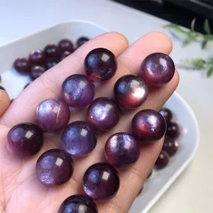 Groothandel Natuurlijke Edelsteen Folk Ambachten Feng Shui Decoratie Paars Mica Bal Lepidoliet Kristal Bol Voor Helende Steen