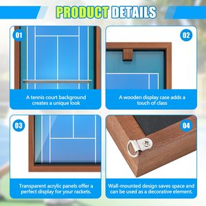 Cadre de présentation pour raquette de tennis en bois, boîte à ombre murale pour objets sportifs - Product Image 3