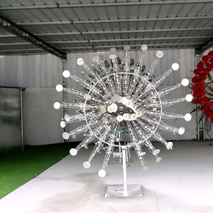 Escultura cinética alimentada por <span class=keywords><strong>el</strong></span> viento personalizada, flores gigantes <span class=keywords><strong>de</strong></span> acero inoxidable, led, giradores <span class=keywords><strong>de</strong></span> viento artificiales, en venta - Product Image 3