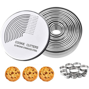 Cortadores de galletas redondos de acero inoxidable, 12 Uds., moldes <span class=keywords><strong>para</strong></span> galletas y Fondant, <span class=keywords><strong>molde</strong></span> <span class=keywords><strong>para</strong></span> pasteles, anillo <span class=keywords><strong>para</strong></span> Mousse, Kit de herramientas <span class=keywords><strong>para</strong></span> hornear - Product Image 2
