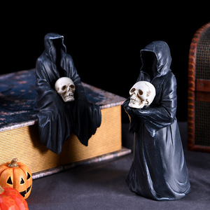 Halloween Black Robe Ornament Resin Ghost Figure Indoor Decoration for Home Desktop Car Halloween Decor - Product Image 3