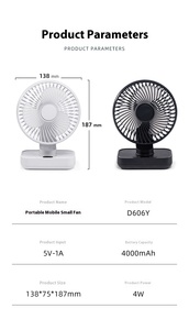 USB-powered thông minh hiển thị <span class=keywords><strong>Mini</strong></span> Fan xách tay tự động dao động có thể gập lại Bàn Cooler với 4 tốc độ cho nhà/văn phòng/ký túc xá - Product Image 6