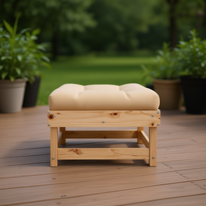 Pine Wood Patio Footstool With <b>Cushion</b> Elegant <b>Outdoor</b> <b>Bench</b> Modern Design - Product Image 2