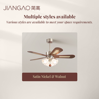 Ventilateur de plafond d'intérieur JIANGAO en noyer, 3 couleurs, intensité variable, nickel satiné, style mi-siècle, lampe décorative avec télécommande