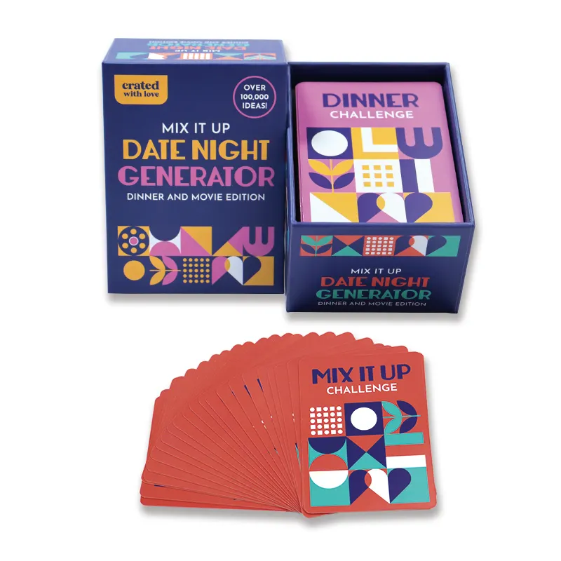 Fabrikant Custom Date Night Game Kaarten Voor Paar Ontwerp Gedrukt Jonge Mensen Date Party Romance Drinkkaart