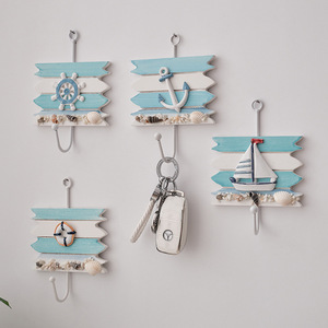 Ocean Mediterranean Style <b>Wall</b> <b>Hooks</b> Rectangle Shape Hanging Decorative Coat Rack for Home Use - Product Image 2