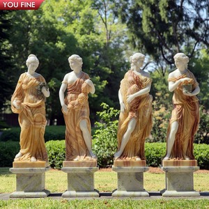 Célèbre Design Sculpté À La Main Mixte Rouge Blanc Marbre <span class=keywords><strong>Pierre</strong></span> <span class=keywords><strong>Statue</strong></span> Quatre Saisons Dieux Sculpture - Product Image 5