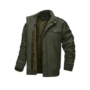 Chaqueta Bomber Unisex de Lona para Invierno, Estilo Vintage con Cuello Mao, Cierre de Cremallera, Duradera, Elegante, Cómoda, Ligera y Resistente al Viento - Product Image 1