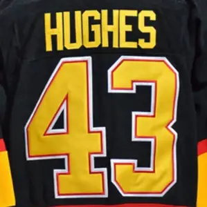Vancouver Quinn Hughes Áo Thi Đấu Khúc Côn Cầu Quốc Gia Khâu Màu Đen