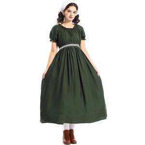 Disfraz de Halloween, Estilo Colonial de la Pradera, Vestido Victoriano Medieval, Color Verde Oscuro a Cuadros, Estilo Cottagecore, Atuendo de Pionero - Product Image 4