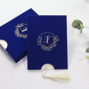 5 x 7 klare Acryl Hochzeitseinladungen mit Gold-Schriftdruck Quaste luxuriöse elegante Samt-Gehäuse-Einladungen - Product Image 6