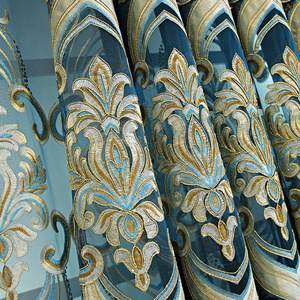 Mới sang trọng thêu Màn cửa sổ Rèm cửa cho phòng khách 100% polyester Grommet mô hình cổ điển Màn cửa rèm cửa - Product Image 5