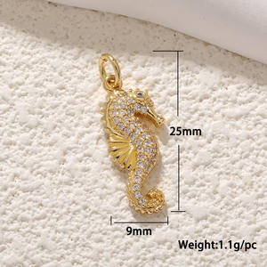 Collier en pierre naturelle de style punk plaqué or, couleur cuivre, avec ornements suspendus en forme d'ailes d'ange, d'oiseau et d'hippocampe, DIY Oro 14 - Product Image 2