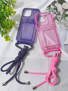 Thẻ TPU dây buộc trong suốt dây đeo màu chủ rõ ràng chống sốc Crossbody Túi khe cắm mới dây bảo vệ PC trường hợp điện thoại di động - Product Image 3