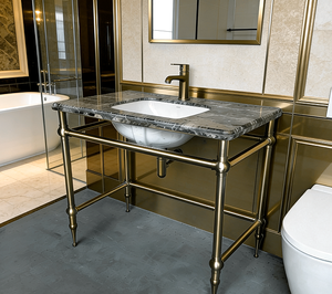 Salles de bain de luxe dans <span class=keywords><strong>les</strong></span> hôtels : Ensemble de salle de bain avec lavabo en céramique et base en acier vintage, mobilier de villa, meuble-lavabo artistique NEUF - Product Image 1