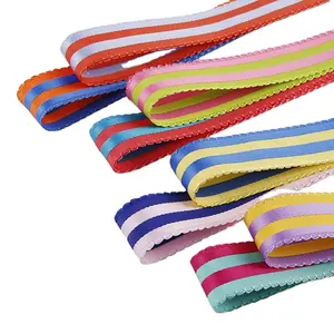 Zweifarbige gestreifte Spitze Polyester Baumwolle Gurtband Haarschmuck DIY Bogen Material Kleidung Hut Clips Blumen dekoration Band