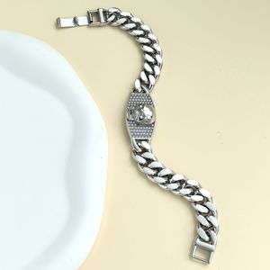 <span class=keywords><strong>Bracelet</strong></span> gourmette cubaine tête de mort en acier inoxydable avec strass carrés pour hommes et femmes, bijoux de luxe tendance, <span class=keywords><strong>Bracelet</strong></span> <span class=keywords><strong>Homme</strong></span> - Product Image 3