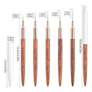 Pinceau à ongles fin pour nail art, 6-18 mm, poils en fibres ultra-fines, manche en bois, pour dessin et rayures, pinceau de manucure - Product Image 2