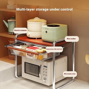 Estante de madera de Metal multifuncional <span class=keywords><strong>Ermo</strong></span>, soporte de almacenamiento de horno de Metal duradero, soporte de encimera para microondas, olla arrocera, cocina - Product Image 3