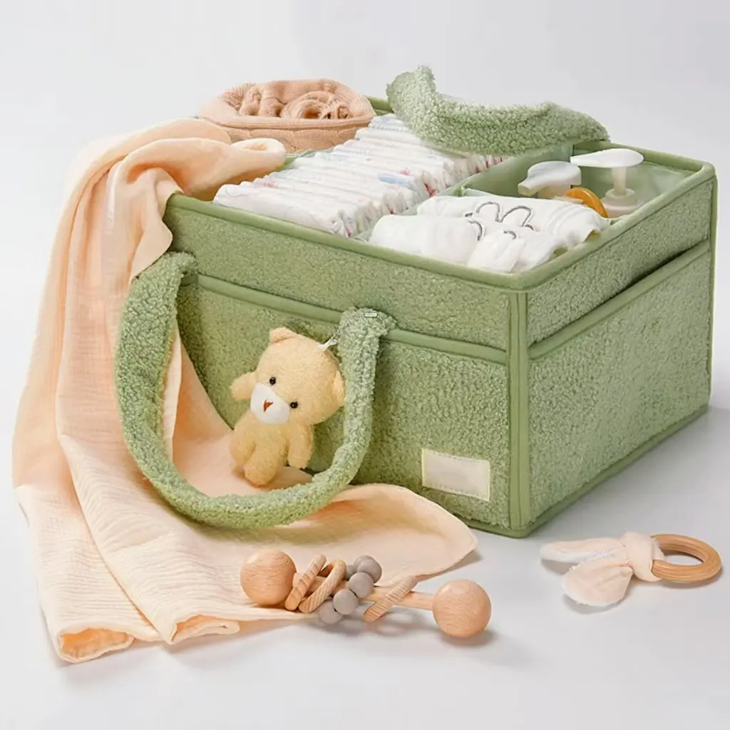 Toptan fiyat keçe bebek bezi Caddy Nappy organizatör depolama sepeti anne çantası ile kreş depolama
