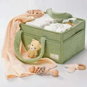 Precio al por mayor fieltro bebé pañal Caddy pañal organizador cesta de almacenamiento mamá bolsa con almacenamiento de guardería