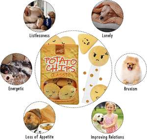 Yumuşak peluş doldurulmuş köpek oyuncak gıcırtılı özelliği interaktif Pet interaktif ve hareket oyuncaklar peynir patates cipsi çiğnemek ses - Product Image 3