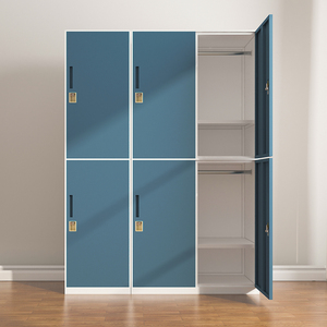 Armoire de rangement pour vêtements en acier bleu à 4 portes, casier métallique - Product Image 3
