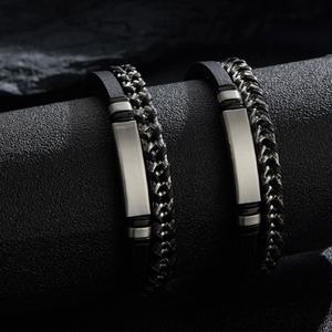 Custom Non Tarnish <b>Men</b> Bracelet Luxury 14k 18k Gold Plated 316l Stainless Steel Leather Braided Bracelet <b>for</b> <b>Men</b> - Product Image 2