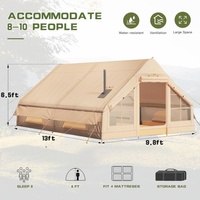 Tente gonflable de luxe 12 places en coton TC imperméable avec hublot et port pour poêle, idéale pour le camping, les événements, les fêtes et les cabanes.