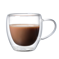 Tasse à café de lait ou de café, gobelet de voyage, eau, cristal transparent, tasse à thé avec poignée