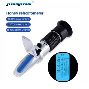 Handheld Jam Honey Refractometer 58~92% Brix / 38-43 Be '(Baume) /12-27% Water Brix Meter Refractometer with ATC