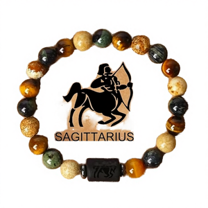 สร้อยข้อมือลูกปัดหยกอาเกตชุบทอง 18K ลายจักรราศี 12 ราศี ดีไซน์ทันสมัย ของขวัญสำหรับทุกเพศ - Product Image 4